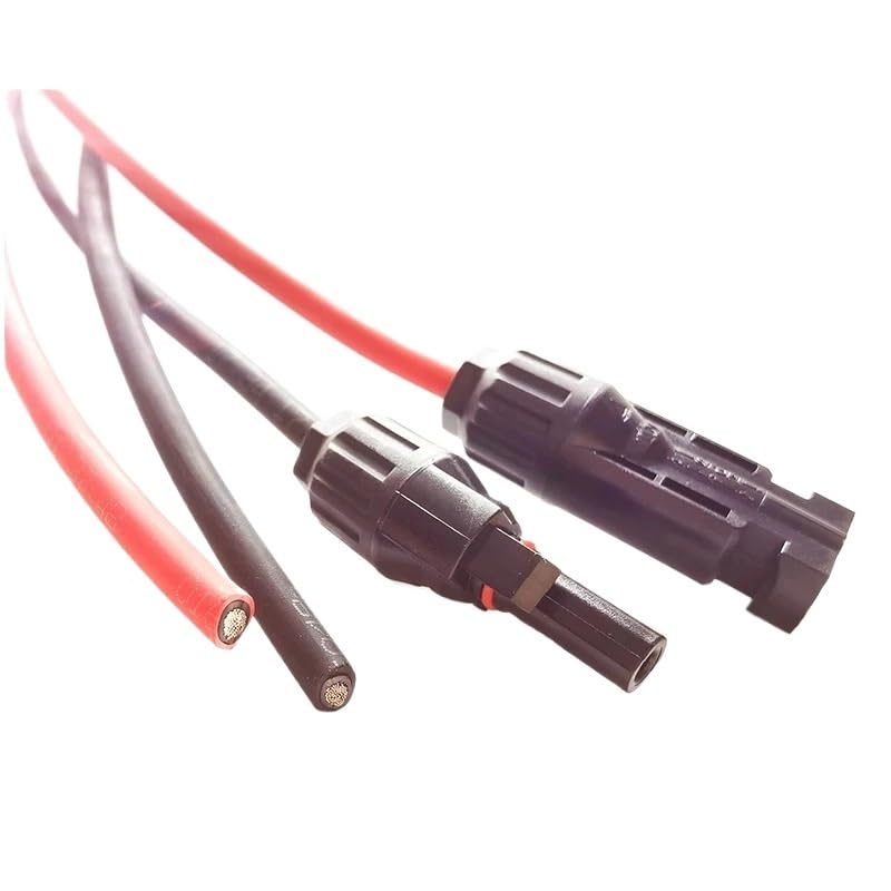 Cable de extensión for Panel Solar (1 par, Cobre, Negro y Rojo, con Conector Solar, Cable fotovoltaico de 6/4/2,5 mm², Calibre 10/12/14 AWG)(8m,10 AWG-6mm2)