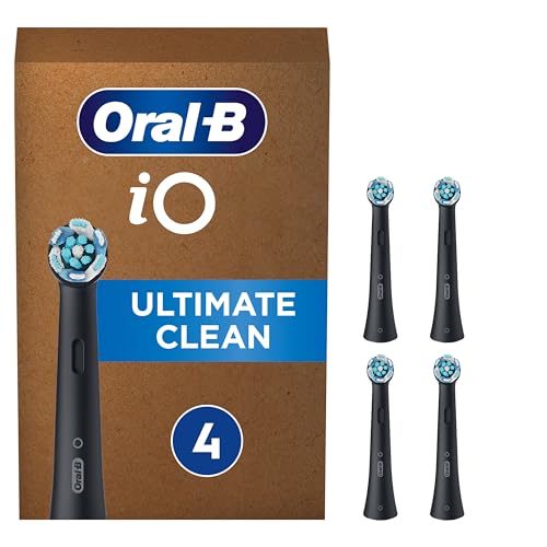 Oral-B iO Ultimate Clean Black Cabezales de recambio, tamaño de buzón, Pack de 4