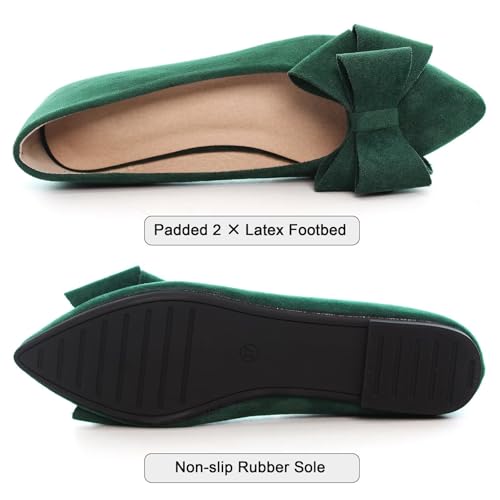 Image of SAILING LU Womens Bowknot Ballet Flats Pointy Toe Suede