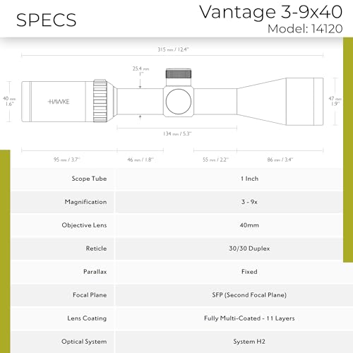 Hawke Vantage 3-9X40 luneta celownicza, czarna, M