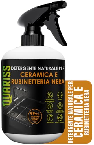 QUARISS Detergente Naturale per Ceramiche e Rubinetti in Nero - Anticalcare Potente per Bagno, Lavandino, Soffione Doccia, Rubinetti, Piastrelle e Superfici Nere – 500 ml