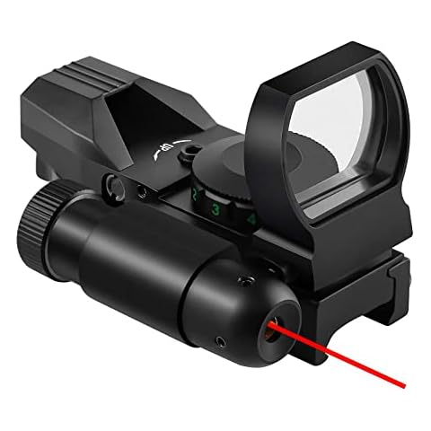 Beileshi Reflex Sight,4 Reticle Red & Green Dot Sight Optics with Integrated Red Laser Sight Less Than 1mW Output Cover