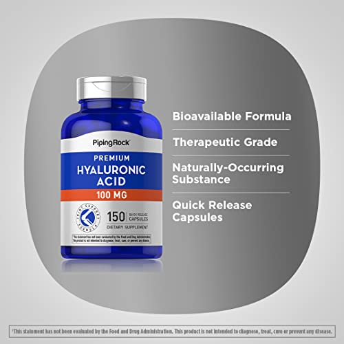Piping Rock Hyaluronic Acid Capsules 100Mg | 150 Count | Premium Joint Support Formula | Non-Gmo, Gluten Free Supplement #TOP3