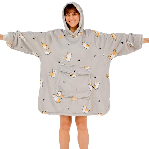 Krifey Wearable Blanket Hoodie, Oversized Sherpa Hooded Blanket for Adults