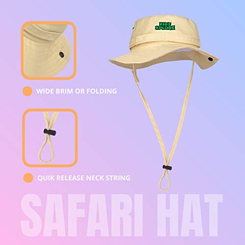 Kidz Xplore Outdoor Adventure Kit for Young Kids - Cargo Vest and Hat Set Backyard Explorer Safari Costume and Dress Up for Park Ranger, Paleontologist, Zoo Keeper Kid and Scavenger Hunt (brown)