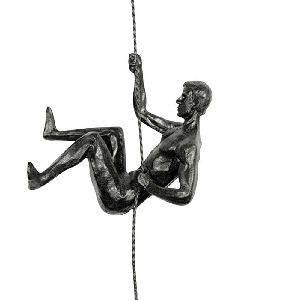 TAOYUN Escalada Hombre Decoración de Pared Resina Alambre de Hierro Decoraciones para Colgar en la Pared Escultura artística Figuras Retro Estatua Colgante Decoración para el hogar Regalos
