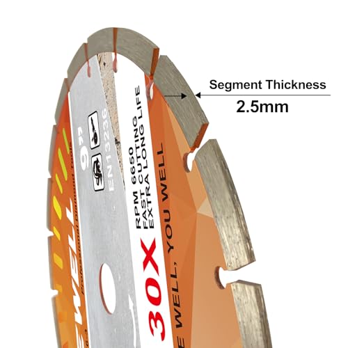 FEWELL 9 Inch Diamond Blade, Segmented General Purpose Blade Dry/Wet Cutting Concrete, Masonry, Brick, Block(1 Pack) by FEWELL - Image 3