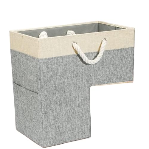 Cesta de escalera con asas, cestas caja for decoración oficina, escaleras madera(Grey)