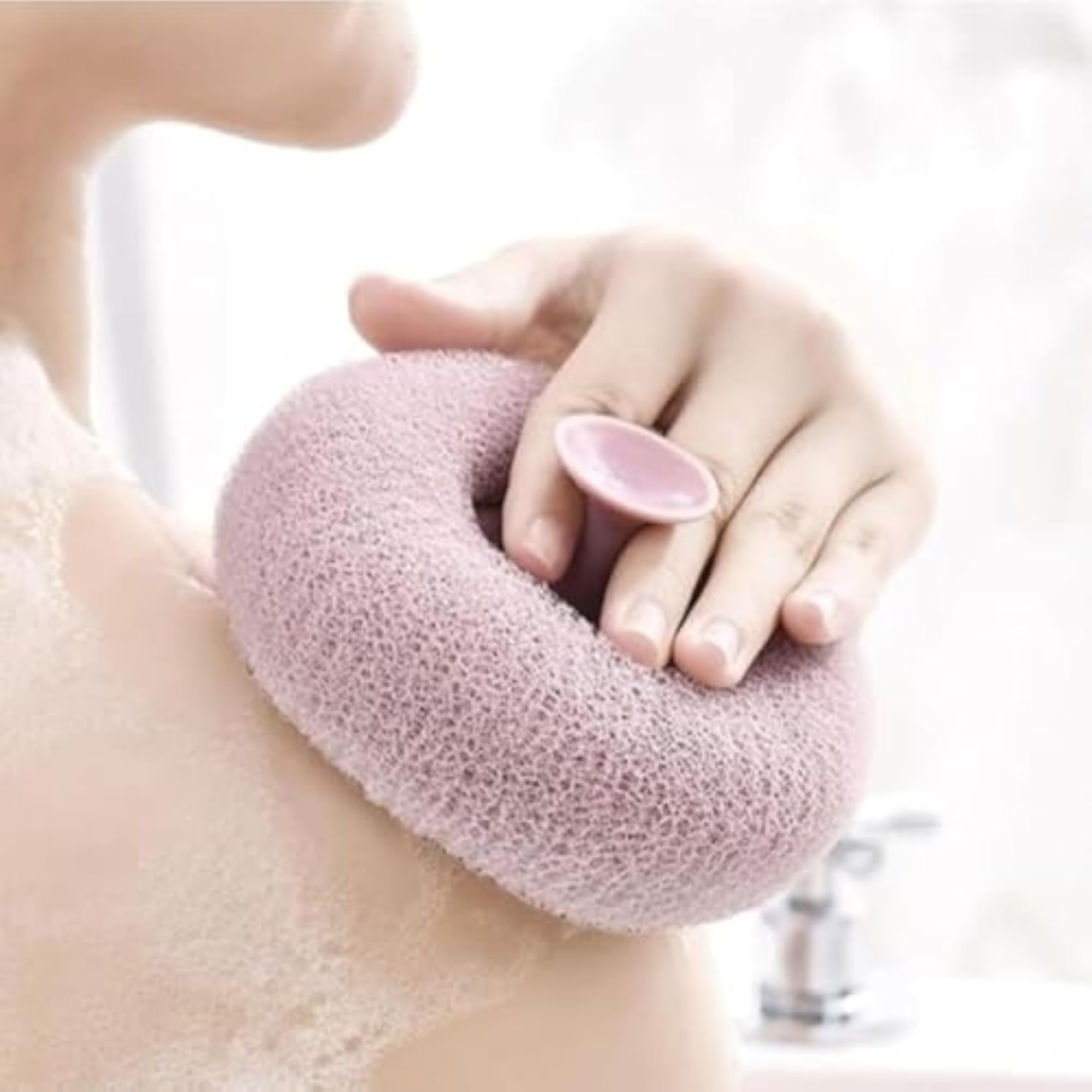 Round Loofah Bath Sponge with Silicone Suction Cup