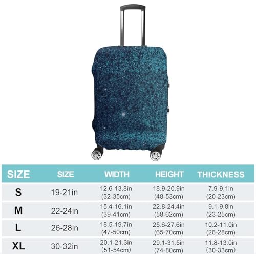 Teal Glitter Printed Luggage Cover Protector, Fits 18-32 Inch Luggage2