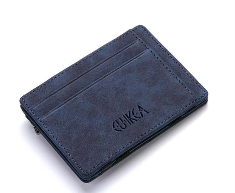 Magic Wallet Money Clip Zipper Coin Purse, Elastic Pu Leather Slim Wallet for Men, Card Holders (Blue)-picture-11