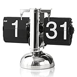 HERCHR Flip-Schreibtischuhr, Retro-Digital-Flip-Down-Uhr, Retro-Minimalist-Einfuß-mechanische Auto-Flip-Uhr, Tischuhr Mit Digitalanzeige Für Das Wohnzimmer Zu Hause(Schwarz)