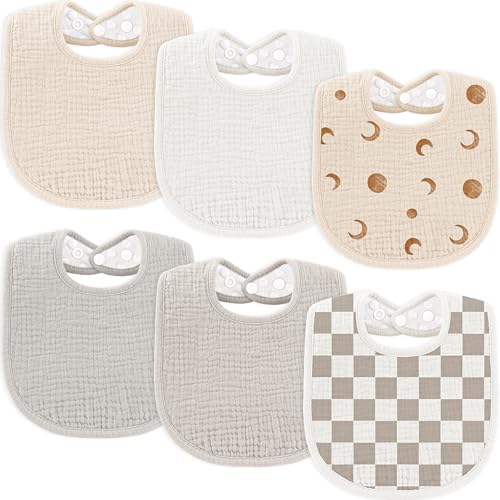 Susurration Lätzchen Baby Musselin Halstuch Baby Weiche Verstellbare Quadratische Sabberlätzchen 6 pack für Unisex Mädchen & Jungen