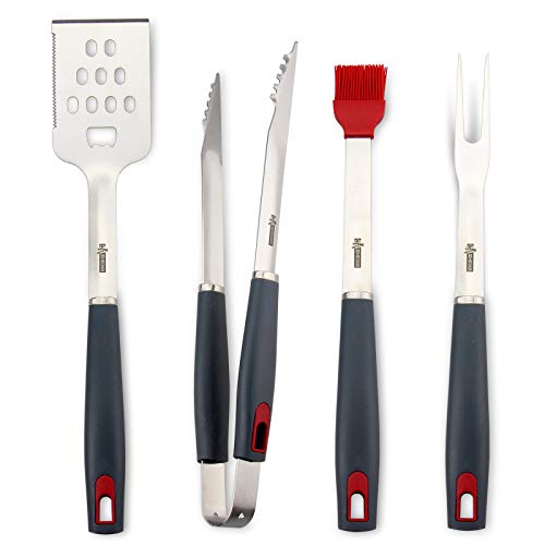 XI-HOME Heavy Duty Stainless Steel BBQ Tools, Barbecue Grilling Utensils Set, 4-Piece BBQ