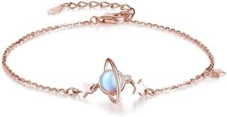 Bracelet en argent 925 avec pendentif en forme d'étoile et pierre de lune pour femmes et filles, taille unique, Argent sterling