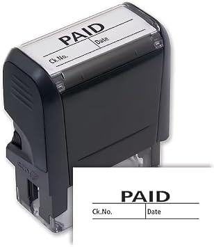 Self-Inking Paid Stamp with Date and Check Number Boxes Black, Set of 1