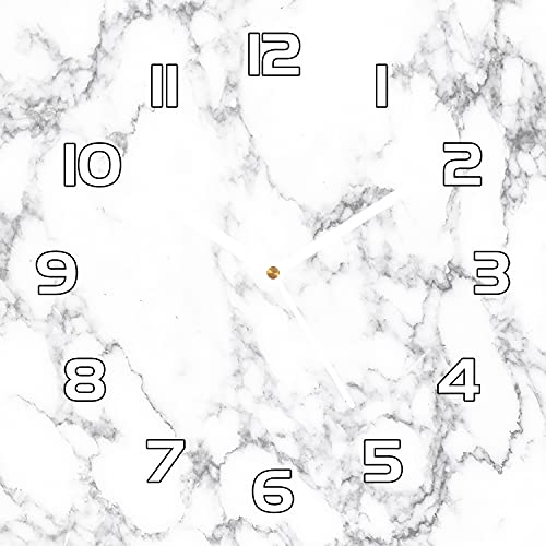 Horloge en Verre 30x30 cm Cuisine Salon Pendule Murale Moderne Design Effet Marbre Chic