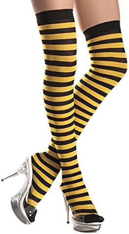 Women's Yellow and Black Striped Thigh 