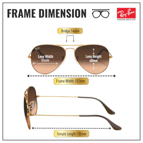 Image of Ray-Ban RB3025 AVIATOR GRADIENT Sunglasses with Official Eyewear Kit