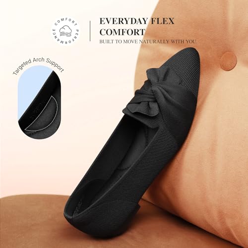 DREAM PAIRS Women's Pointed Toe Knit Ballet Ballerina Flats,Black,9.5 by DREAM PAIRS - Used condition - Image 7