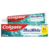 Colgate Max White White + Crystals Toothpaste 125ml - teeth whitening toothpaste - restores natural whiteness - 10x longer lasting cooling than regular fluoride toothpaste - fights cavities