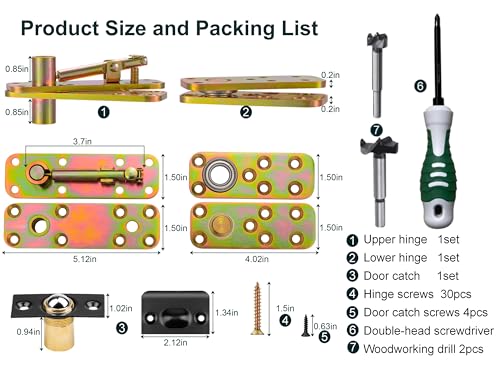 Hidden Door Hinge,570Lbs Load-Bearing Thickened Solid Stainless Steel - Heavy Duty 360° Swinging Pivot Hinge for Secret Doors, Bookcase, Murphy & Shelf Doors - Includes Hardware Kit Fancy Gold - Image 4