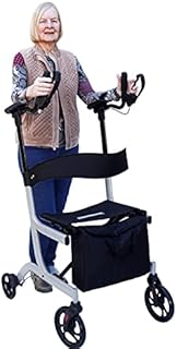 Upright Posture Walker Mobility Rollator – Ergonomic Lightest Weight and Foldable Stand Up Rolling Walking Aid with Comfortable Seat, Backrest, Padded Armrests and Tote Bag for Seniors and Adults