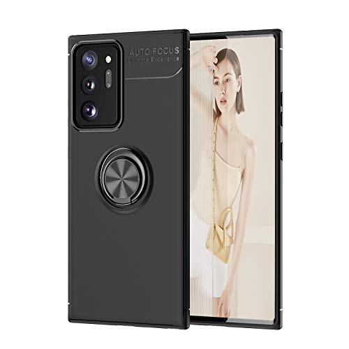 WATACHE Galaxy Note 20 Ultra Case, Slim Fit Matte Soft Silicone Protective Phone Case Cover with [Ring Holder Kickstand] [Magnetic Car Mount Feature] for Samsung Galaxy Note 20+ Plus Ultra 2020,Black