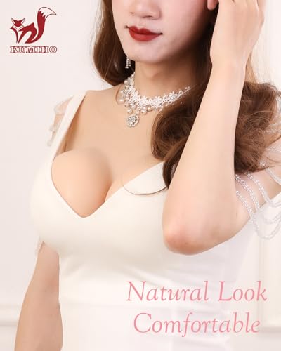 KUMIHO Silicone Breastplate Fake Boob Round Collar Hollow Back Realistic Fake Breast Form Drag Queen Transgender Crossdresser2