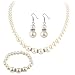 Rurah Fashion Pearl Crystal Necklace, Bracelet & Earrings Set for Women