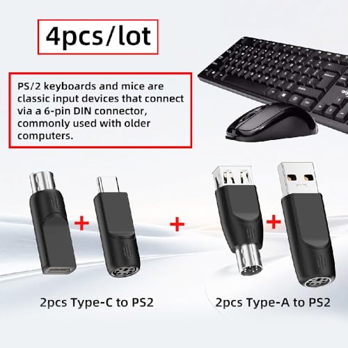 Adaptador USB-C a PS/2 Cablecc, pack de 4 piezas miniatura 2
