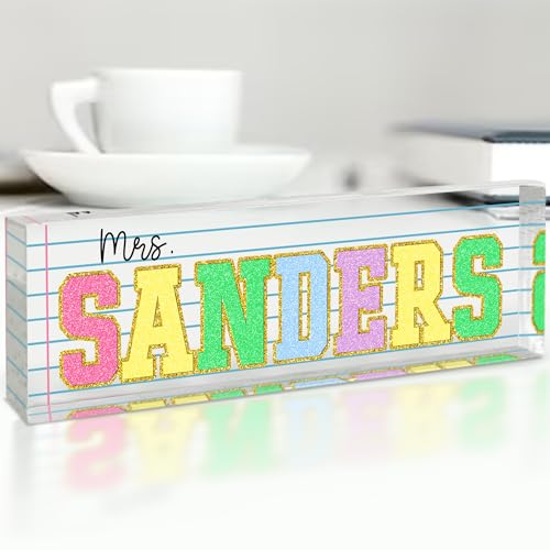 Personalized Teacher Name Plate for Desk - Custom Teacher Desk Name Plate, Customized Teacher Sign - Teacher Appreciation Gifts, Teacher Gifts for Women - Acrylic Teacher Gift Block - Teacher Sign