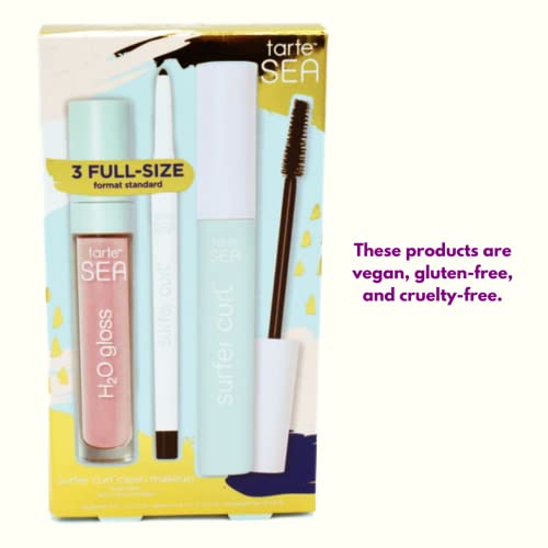 Tarte Cosmetics Tarte Sea Surfer Curl Clean Must-Haves Makeup Set, Sea Surfer Curl Black Volumizing Mascara, Waterproof Gel Black Eyeliner, Sea H20 Lip Gloss In Calm - Sheer Pale Pink 3 Piece Set #TOP14