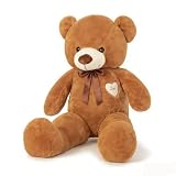 YunNasi Oso Peluche Gigante Osito de Peluche Grande Teddy Bear de Felpa con Corazón e Cinta 80cm/31.5 Inches Marrón