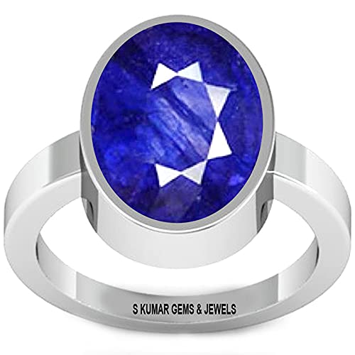 Certified Natural Blue Sapphire (Neelam/Nilam) 5.25 Ratti or 4.80 Ct Gemstone Lab Tested Hallmark Sterling Silver Ring-image-42