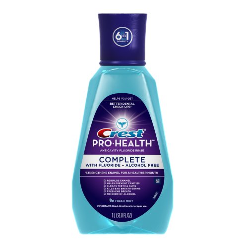 Crest Pro-Health Complete Fresh Mint Flavor Fluoride Mouthwash 33.8 Fl Oz (Pack of 6)