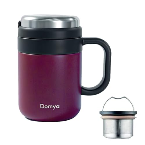 Taza De Te Café Termo Acero Inoxidable Cereza Con Colador Removible, 500 Ml - Mantiene Líquidos Fríos Y Calientes, Aislamiento 12 Horas, Ideal Para Té, Café, Viajes, Oficina Y Camping
