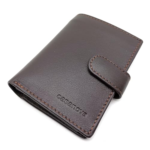 Petit portefeuille homme cuir de voyage compact marron 10065