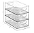 Set Of 6 Refrigerator Organizer Bins - Stackable Fridge Organizers with Cutout Handles for Freezer, Kitchen, Countertops, Cabinets - Clear Plastic Pantry Food Storage Rack