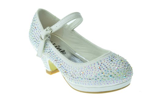 Link Girls Kids Dana-53K Rhinestone Heel Platform Dress Pumps