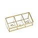 Feyarl Gold Glass Box Makeup Cosmetic Cotton Pads Box Jewelry Trinket Glass Box Flip Ring Earring Studding Necklace Box Clear Decorative Box Beauty Display