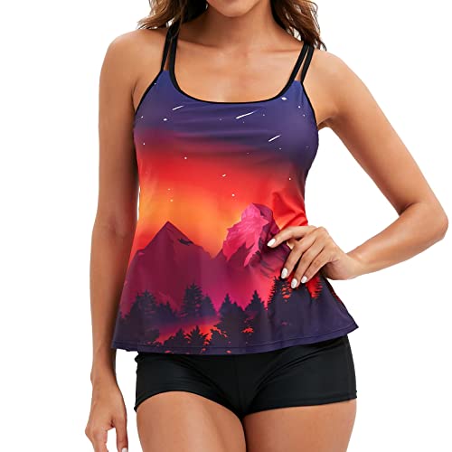 Tankini deux pièces rouge pour femme avec imprimé croisé taille M