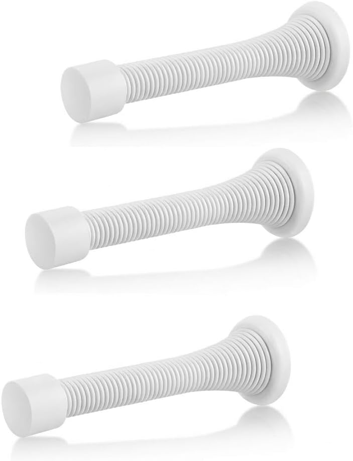 Spring Door Stopper Matt Blk – 12-Pack Wall Door Stopper – Easy Installation Doorstop with Rubber Bumper Tip – Heavy Duty Materials and No-Damage Design