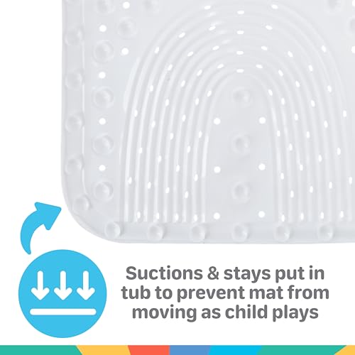 Nuby Cushioned Bath Mat for Babies and Toddlers - Non-Slip Shower and Bathtub Mat with Suction Cups - White
