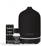 Stoneglow Black Modern Classics Perfume Mist Diffuser Starter Kit with Saffron & Cedarwood Fragrance Oil