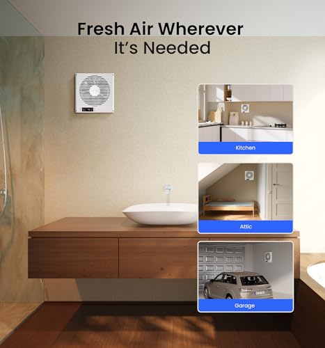 KOVIET 8\" Room to Room Ventilation Fan with Remote, Quiet Reversible Through the Wall Air Transfer Fan, 10-Speed Smart Exhaust Vent, Temperature Control, ETL Certified for Bedroom, Kitchen, Laundry