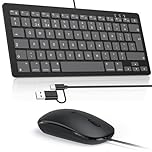 OMOTON Wired Mac Keyboard and Mouse, USB/Type-C Dual Interface Wired Keyboard Mouse for Apple Mac Pro/Mini, iMac, MacBook Pro/Air, QWERTY UK Layout, Graphite