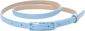 Selighting Womens Solid Color Faux Leather Skinny Belts for Dresses One Size, Light Blue
