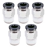 mxuteuk 5pcs 1/4"NPT Push to Connect Tube Fittings Copper Pneumatic fittings Male Straight push in a