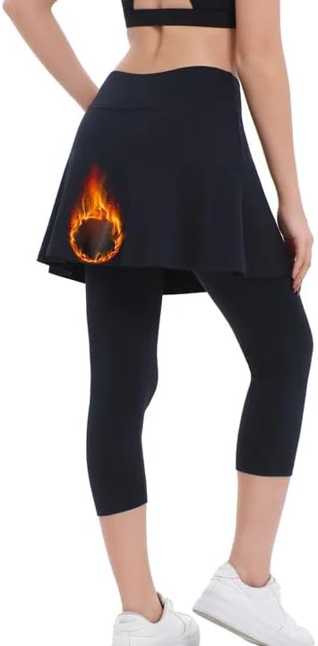 Xioker Women Athletic Knee Length Skirts With Leggings,Skorts Leggings&Skirted Capris Swim Skorts For Women Yoga Pockets